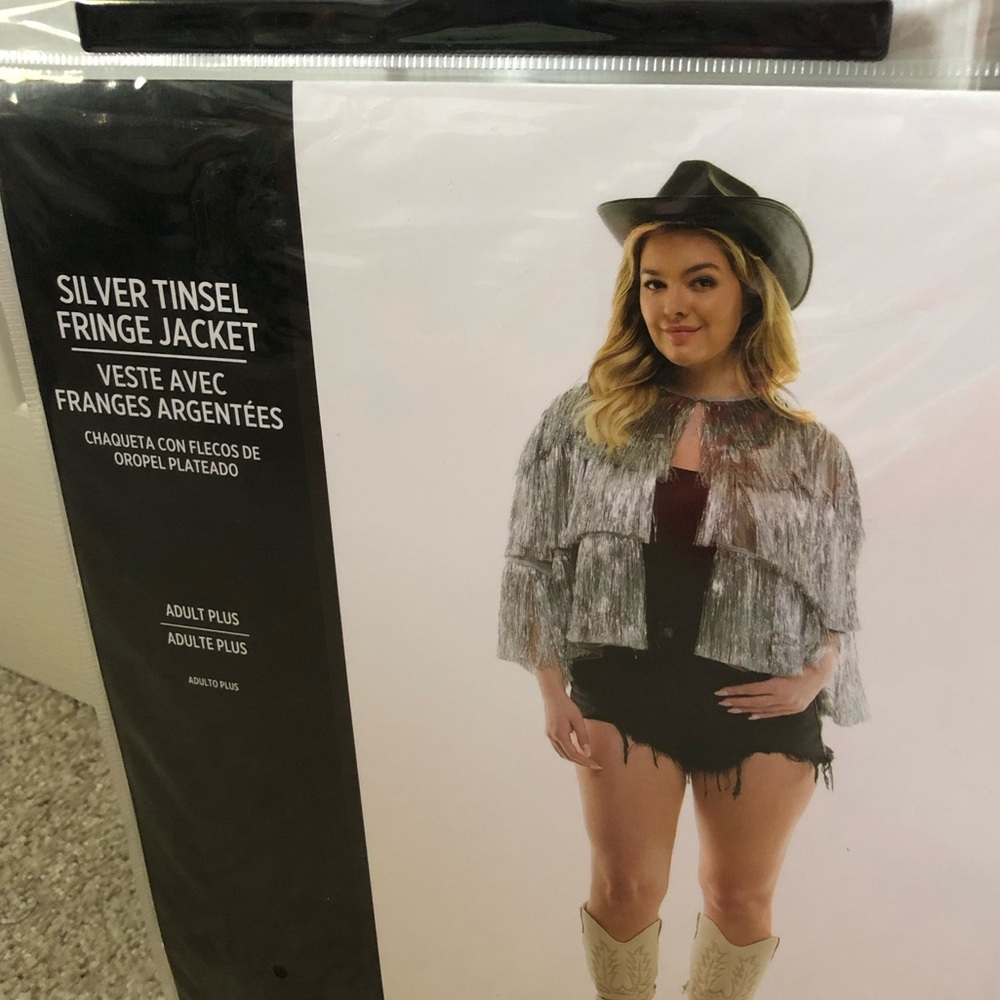 New Silver Tinsel Fringe Jacket women plus size Costume Cowgirl Festival Concert